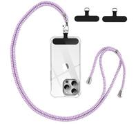 Vauki Correa Cordón para Teléfono Móvil Universal Ajustable, Cuerda para el Cuello, Cadena Cruzada y para la Muñeca, Compatible la Mayoría de Las Fundas de Teléfono, con 2 Parche - Lila