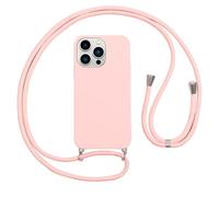 Vauki Funda con Cuerda para iPhone 13 Pro Carcasa con Correa Colgante Ajustable Collar, Suave Silicona TPU Case Anti-Choque con Cuello Cadena Cordón Ultrafina Caso para iPhone 13 Pro-Rosa