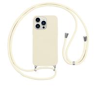 Vauki Funda con Cuerda para iPhone 13 Pro Carcasa con Correa Colgante Ajustable Collar, Suave Silicona TPU Case Anti-Choque con Cuello Cadena Cordón Ultrafina Caso para iPhone 13 Pro-Beige