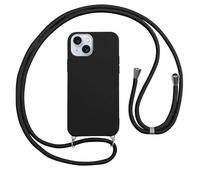 Vauki Funda con Cuerda para iPhone 15 Carcasa con Correa Colgante Ajustable Collar, Suave Silicona TPU Case Anti-Choque con Cuello Cadena Cordón Ultrafina Caso para iPhone 15-Negro