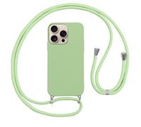 Vauki Funda con Cuerda para iPhone 16 Pro MAX Verde Carcasa con Correa Colgante Ajustable Collar, Suave Silicona TPU Case Anti-Choque con Cuello Cadena Cordón Ultrafina Caso para iPhone 16 Pro MAX