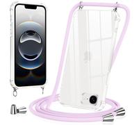 Vauki Funda con Cuerda para iPhone 16e, Carcasa Transparente PC+TPU Suave Silicona Correa Colgante Ajustable Collar, Protección Case con Cordón para iPhone 16e, Púrpura
