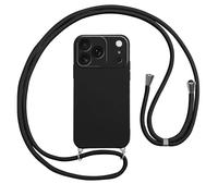 Vauki Funda con Cuerda para iPhone 17 Pro Carcasa con Correa Colgante Ajustable Collar,Suave TPU Case Anti-Choque con Cuello Cadena Cordón Ultrafina Caso para iPhone 17 Pro 6.3"-Negro