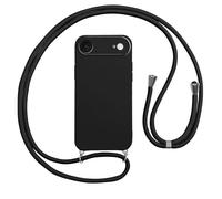 Vauki Funda con Cuerda para iPhone Air Carcasa con Correa Colgante Ajustable Collar,Suave TPU Case Anti-Choque con Cuello Cadena Cordón Ultrafina Caso para iPhone 17 Air 6.5"-Negro