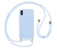 Vauki Funda con Cuerda para iPhone XS/X Carcasa con Correa Colgante Ajustable Collar, Suave Silicona TPU Case Anti-Choque con Cuello Cadena Cordón Ultrafina Caso para iPhone XS/X-Azul