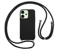 Vauki Funda con Cuerda para OPPO Reno 14 5G Carcasa con Correa Colgante Ajustable Collar, Suave Silicona TPU Case Anti-Choque con Cuello Cadena Cordón Ultrafina Caso para OPPO Reno 14 5G-Negro