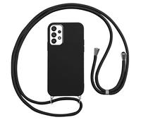 Vauki Funda con Cuerda para Samsung Galaxy A53 5G Carcasa con Correa Colgante Ajustable Collar, Suave Silicona TPU Case Anti-Choque con Cuello Cadena Cordón Ultrafina Caso-Negro
