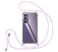 Vauki Funda con Cuerda para Samsung Galaxy S23 FE 5G, Carcasa Transparente PC+TPU Suave Silicona Correa Colgante Ajustable Collar, Protección Case con Cordón para Samsung S23 FE 5G, Púrpura