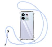 Vauki Funda con Cuerda para Xiaomi Redmi Note 13 Pro 5G/Poco X6 5G, Carcasa Transparente PC+TPU Suave Silicona Correa Colgante Ajustable Collar, Protección Case con Cordón para Poco X6 5G, Morado