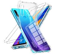 Vauki Funda para Huawei P30 Lite/Nova 4e con 2 Protector Pantalla,Transparente Carcasa Ultra Thin Antigolpes Suave TPU Silicona Anti-arañazos Caso Clear Case con Cristal Templado para Huawei P30 Lite