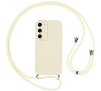 Vauki Funda para Samsung Galaxy S23 5G con Cuerda, Love-Heart Patrón Galvanoplastia Carcasa, Suave Silicona Correa Colgante Collar, Protección Case con Cordón para Samsung S23, Blanco