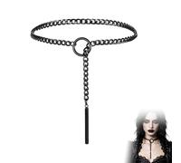 Vauki Gargantilla punk para mujer, collar ajustable de acero inoxidable, joyas góticas, gargantilla larga con colgante de junta tórica, collar Y2K, joyería para hombres y mujeres