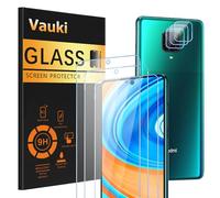 Vauki - Juego de 3 protectores de pantalla para Xiaomi Redmi Note 9 Pro/9 Pro Max/9S 4G con cámara protectora de pantalla de 3 piezas, HD película protectora de pantalla, 9H dureza, antiarañazos, sin