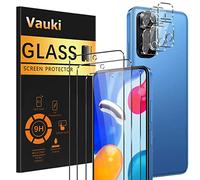 Vauki - Juego de 6 piezas de vidrio templado para Xiaomi Redmi Note 11/Note 11S, 3 cámaras traseras protector y 3 protectores de pantalla para Redmi Note 11 6.43", 9H dureza HD transparente
