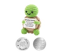 Vauki Tortuga positiva en ganchillo, regalo de apoyo emocional, lana de punto creativa, muñeca de tortuga y pequeño abrazo amuleto de la suerte para familia, hombres, mujeres, parejas, universidad