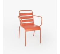 Vaukura Silla Exterior Acero Resistente para jardín, terraza, Patio o balcón-Silla metálica Moderna Sillon apilable de Exterior Duradera y Decorativa -Isia (Rojo Coral)