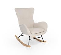 Vaukura Sillón Mecedora Tapizada Aura Beige, Butaca Lactancia, Silla Mecedora para Adulto, Butaca Mecedora, Sillón Mecedora, Mecedoras con reposabrazos