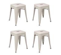 Vaukura Taburete Bajo Oliix (Pack 4) - Taburete Industrial Metálico Mate (Beige)