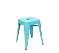 Vaukura Taburete Bajo Oliix - Taburete Bajo Industrial Metálico Brillo (Azul)