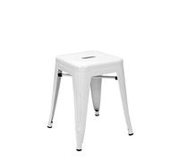 Vaukura Taburete Bajo Oliix - Taburete Bajo Industrial Metálico Brillo (Blanco)