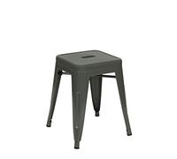 Vaukura Taburete Bajo Oliix - Taburete Bajo Industrial Metálico Brillo (Gris)