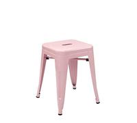 Vaukura Taburete Bajo Oliix - Taburete Bajo Industrial Metálico Brillo (Rosa)
