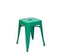 Vaukura Taburete Bajo Oliix - Taburete Bajo Industrial Metálico Brillo (Verde)