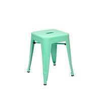 Vaukura Taburete Bajo Oliix - Taburete Bajo Industrial Metálico Brillo (Verde Menta)
