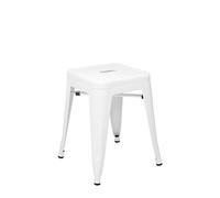 Vaukura Taburete Bajo Oliix - Taburete Industrial Metálico Mate (Blanco)