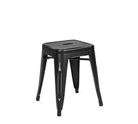 Vaukura Taburete Bajo Oliix - Taburete Industrial Metálico Vintage (Negro)