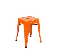 Vaukura Taburete Bajo Tolix - Taburete Bajo Industrial Metálico Brillo (Naranja)