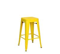 Vaukura Taburete Medio Oliix Brillo - Taburete Cocina de Estilo Industrial (Amarillo)