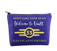Vault 33 - Bolsa de maquillaje Vault Tech Gifts Don't Lose Your Head Stay Fit Stay Focused Welcome to Vault 33 con cremallera, 33 Reino Unido