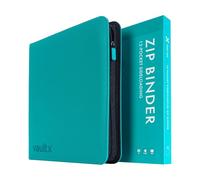 Vault X Álbum Exo-Tec con Cremallera, para 480 Cartas Coleccionables, 12 Bolsillos, 20 Páginas de Carga Lateral (Verde Azulado)