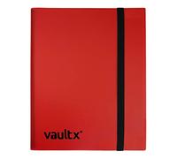 Vault X Archivador para Cartas Coleccionables de 12 Bolsillos con Correa, 480 Cartas, Tamaño Estándar, 20 Hojas de Carga Lateral, Carpeta para Juegos de Cartas Coleccionables, Deportes, TCG (Rojo)