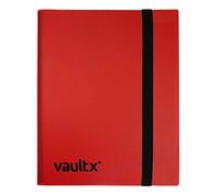 Vault X Archivador para Cartas Coleccionables de 4 Bolsillos con Correa, 160 Cartas, Tamaño Estándar, 20 Hojas de Carga Lateral, Carpeta para Juegos de Cartas Coleccionables, Deportes, TCG (Rojo)