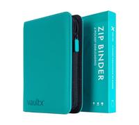Vault X Archivador para Cartas Coleccionables de 4 Bolsillos con Cremallera, 160 Cartas, Material de Álbum Exo-Tec, 20 Hojas de Carga Lateral, Carpeta para Juegos Coleccionables, TCG (Verde azulado)