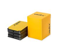 Vault X Caja Deck Box para Cartas Coleccionables y 150 Fundas Negras, Compatible con 100+ Cartas Enfundadas, Tamaño Grande Estándar, Caja de Almacenamiento, para el Juego MTG Commander, TCG (Amarillo)