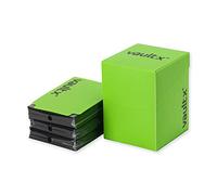 Vault X Caja Deck Box para Cartas Coleccionables y 150 Fundas Negras, Compatible con 100+ Cartas Enfundadas, Tamaño Grande Estándar, Caja de Almacenamiento, para el Juego MTG Commander, TCG (Verde)