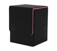 Vault X Toploading Caja para cartas coleccionables, 80+ cartas, material Exo-Tec de primera calidad, caja de almacenamiento, tapa magnética, MTG Commander, TCG (Negro/Rosa)