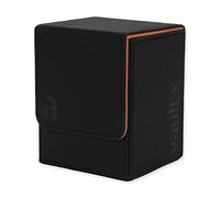 Vault X Toploading Caja para cartas coleccionables, 80+ cartas, material Exo-Tec de primera calidad, caja de almacenamiento, tapa magnética, MTG Commander, TCG (Negro/Naranja)