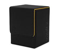 Vault X Toploading Caja para cartas coleccionables, 80+ cartas, material Exo-Tec de primera calidad, caja de almacenamiento, tapa magnética, MTG Commander, TCG (Negro/Amarillo)