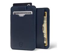 Vaultskin Chelsea Tarjetero de Piel con Bloqueo RFID, Billetera Slim con Correa Retráctil Inteligente para Bolsillo Frontal, Diseño Elegante y Funcional (Azul Marino)