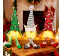 Vautvis 3 Piezas Gnomo Navidad, Gnomos Navideños con Luz, Gnomo Decoraciones Navideñas, Figuras De Duende Enano De Navidad, Adornos Navideños, Adorno De Mesa Navideño