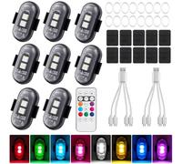 Vautvis 8 Pieza Luces Led Coche, 8 Colores Luces Estroboscó Picas, Led Auto con Mando A Distancia, para Dron, Camión, Moto, Flash