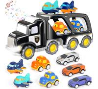 Vautvis Camiones De Juguete para Niños, Coche Niño 3 Años, Coches De Juguetes con Luces Y Sonidos, CamióN De Transporte, Juguetes Regalo para Niños De 3 4 5 6 Años