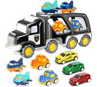 Vautvis Camiones Juguetes Niños, Camiones de Juguete de Transporte para Niños de 3 4 5 6 Años, Camion Transportador Coche de Juguete con Luces y Sonidos