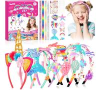 Vautvis DIY Diademas Niña, 63 Pieza Accesorios para Diademas, Diadema Unicornio Niña, Juguetes Niña de Unicornios Sirenas, Juego Decorar Diademas, Regalos para niñas 5, 6, 7, 8, 9, 10, 11, 12 Años