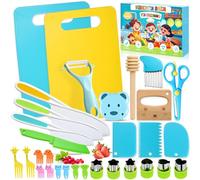 Vautvis Juego De 30 Utensilios De Cuchillos Cocina para Niños, Utensilios De Cocina Niños, Kit Cocina Montessori, Cuchillos NiñOs Aprendizaje 2 3 Años, Utensilios Cocina Juguete, Cocina Montessori