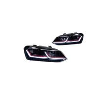 VAVGKDKPZB Faro derecho Para VW Para Polo Para Vento 2011-2017 Lente De Proyector Faro LED Luces Coche Lámpara Cabeza DRL Hid Bi Xenon Beam Faros Delantero Izquierdo(Red Line)